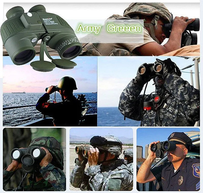 10x50 Military Binoculars Telescope Night Vision Spyglass Long View Professional Coordinate Rangefinder Travel Hunting Camping