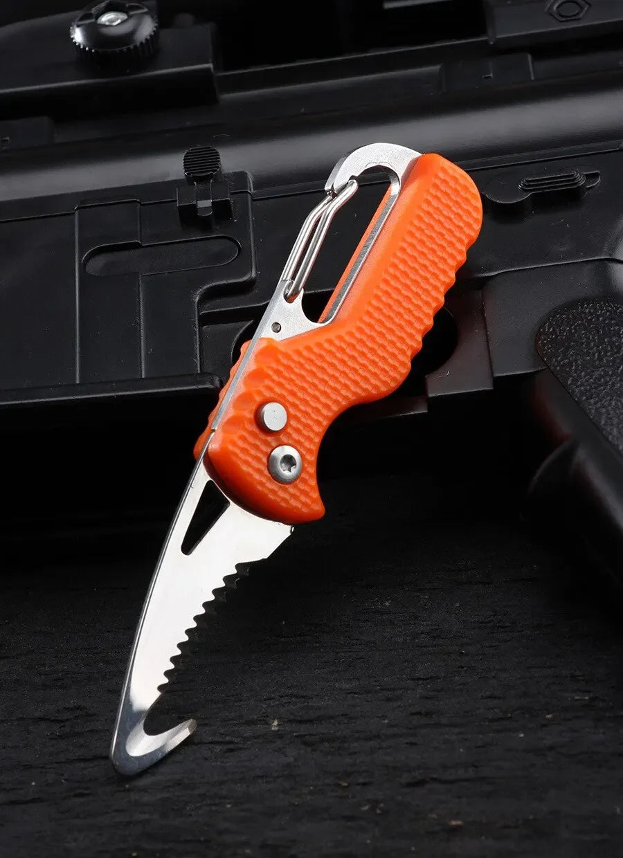 Portable Folding Knife Express Package Knife Gift Keychain Serrated Hook Knife Outdoor Camping Carry-on Survival Tool Box Opener