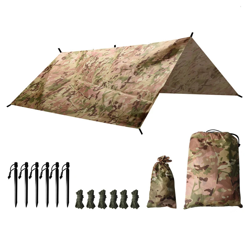 3x3m CP Camouflage Camping Tarp Waterproof Canvas Tent Sunshade Ultralight Garden Canopy Tourist Beach Portable Square Awning