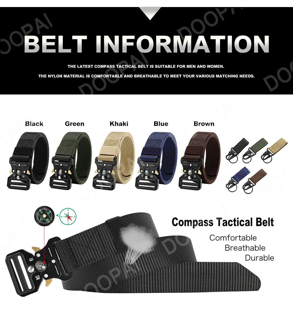 Men's Belt Army Outdoor Hunting Compass Tactical Multi Function Combat Survival Marine Corps Canvas For Nylon Male Luxury Belts