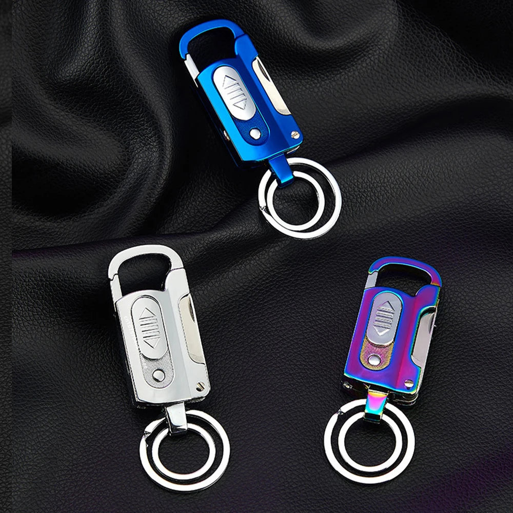 Multifunctional Electronic Lighter Keychain, Wine Opener, Knife Flashlight, Slotted Screwdriver, Metal Windproof Lighter, Gadget