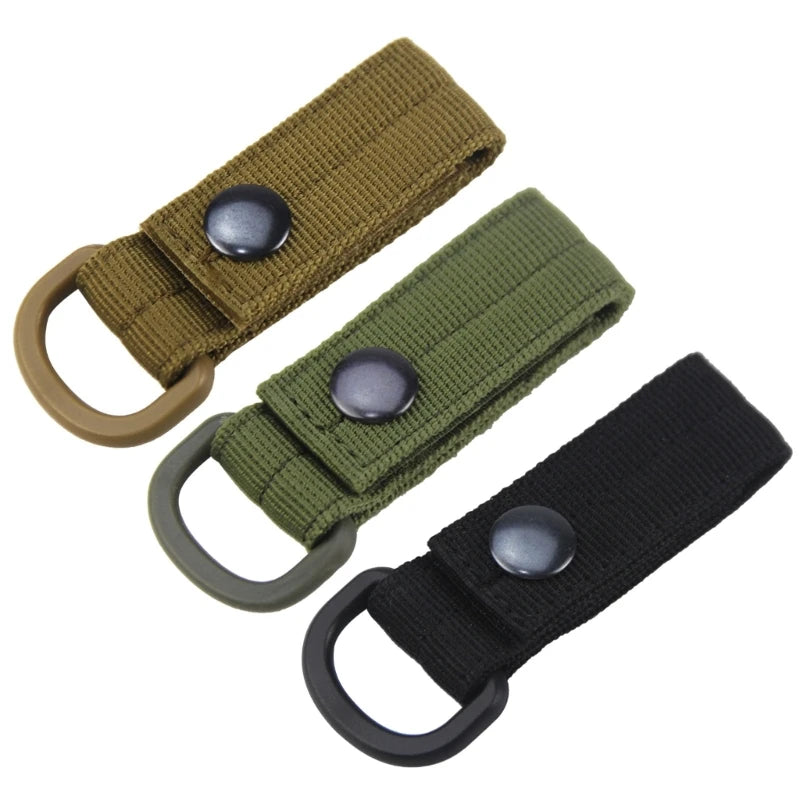 5 Pcs Belt Carabiner Loop Nylon Strap with D Rings Carabiner Loop Strap Key Holder Webbing Strap Attachment for Hiking