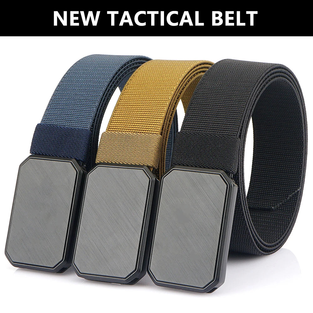 TUSHI Men Aluminium Outdoor Hunting Magnetic Tactical Belt Multi Function Combat Survival Quality Marine Corps Canvas Nylon Belt