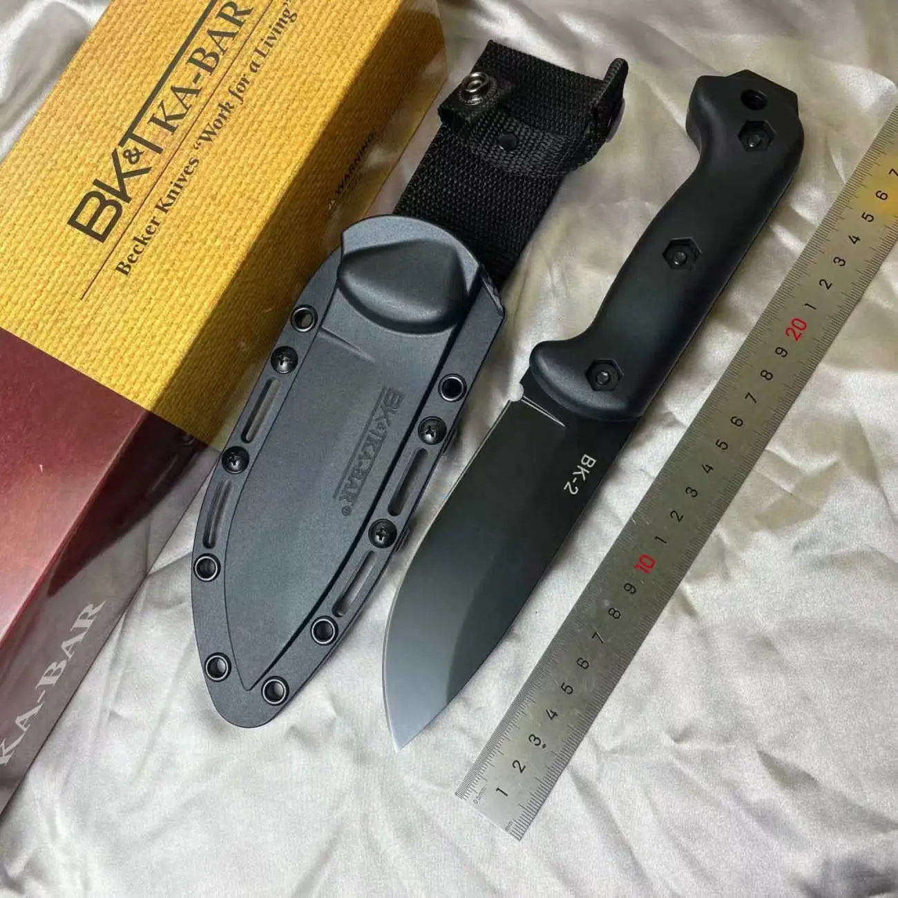 Us (BK-2) 1095 High carbon steel Tactical Knife +Kydex sheath, High hardness jungle hunting knife, North American survival knife