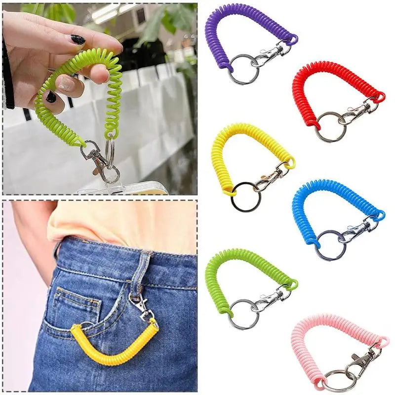 1PCS Tactical Retractable Spring Elastic Rope Security Gear Phone Tool Lanyards Keychain Anti-lost Outdoor Tool Portable Fi B8L7