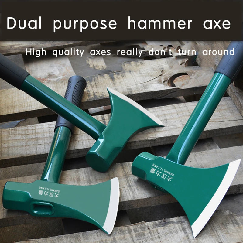 Octagonal Hammer, Large Axe for Logging, Kitchen Splitting, Wood Cutting, Outdoor Steel Pipe Handle, High Quality Hammer Axe