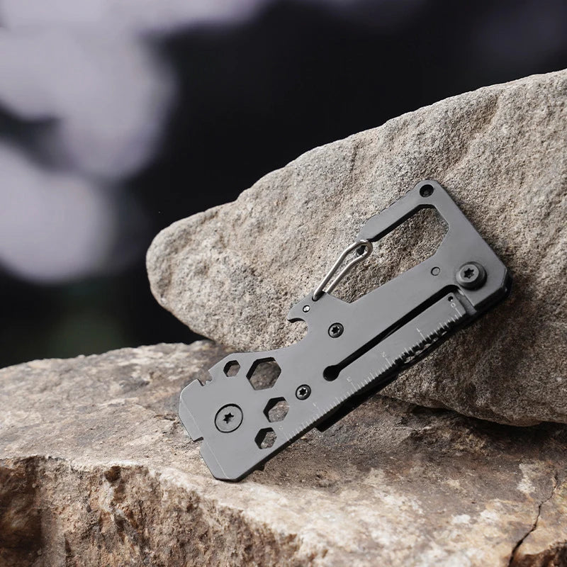 Stainless Steel Folding Knife Multifunction Outdoor Tool Fruit Cutting Picnic Peeling Keychain Camping Carabiners Screwdriver