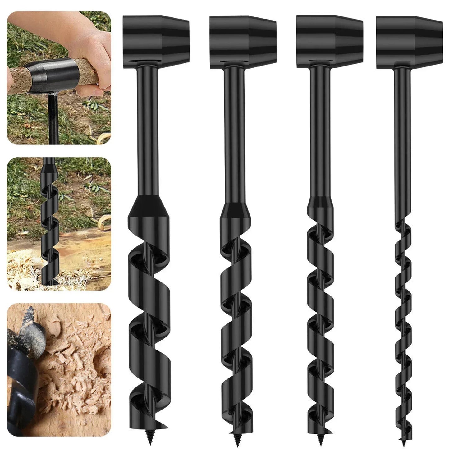 Hand Wood Punch Manual Auger Drill Bush-Craft Carbon Steel Portable Survival Bit