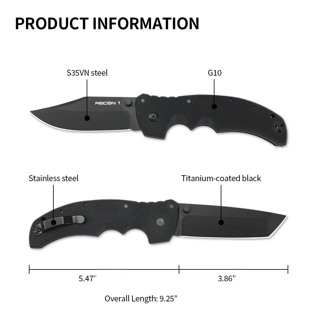 New Cold Pocket Folding Knives RECON 1 S35VN Steel Outdoor Military Tactical Survival Knife Portable G10 Handle Hunting Knife