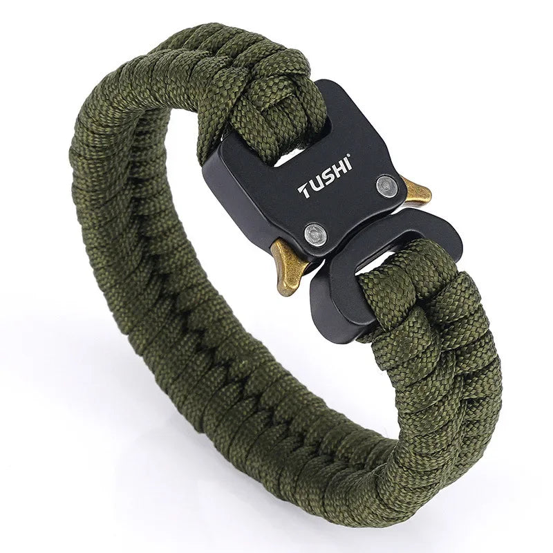 Outdoor Travel Camping Hiking 7 Core Paracord Braided Weave Plastic Buckle Paracord Survival Bracelet