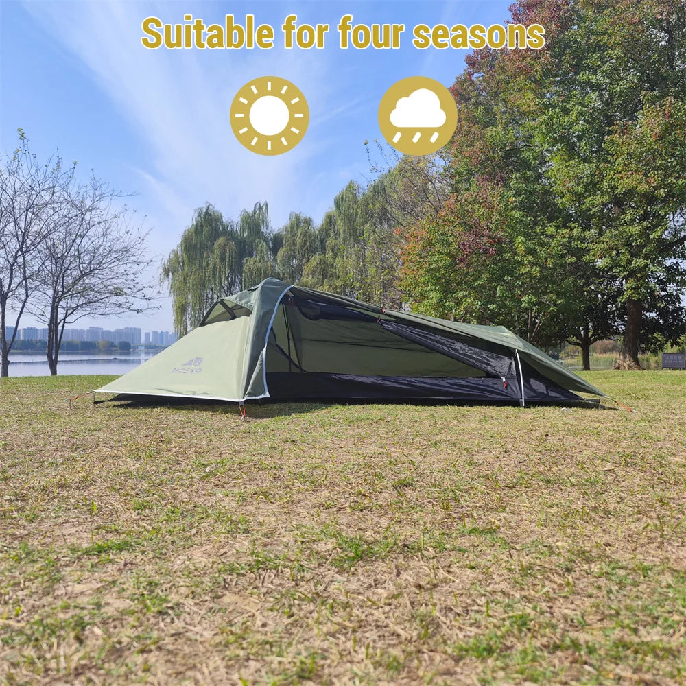 Backpacking Tent 1 Person Ultralight Aluminum Pole Stormproof Camping Tent Suitable for Four Seasons Single Person Tent