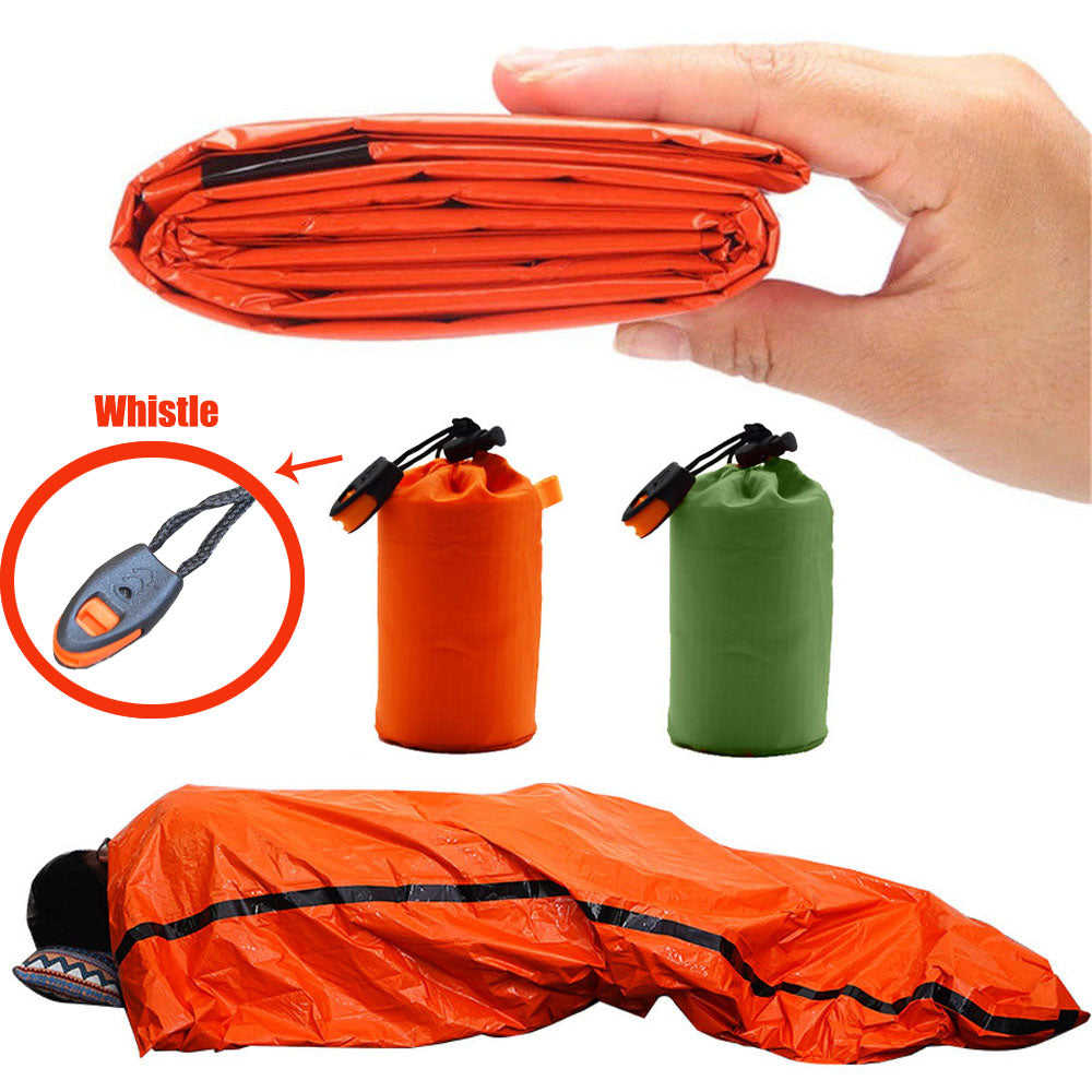 1pcs Portable Waterproof Emergency Survival Sleeping Bag Outdoor Camping Gear Thermal Sack First Aid Rescue Kit Mylar Blanket