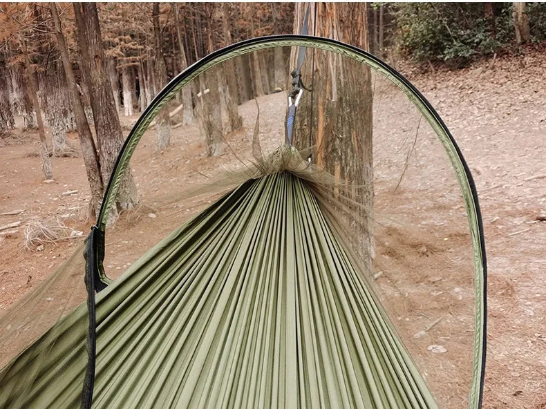 Camping Hammock with Mosquito Net 260x140cm Automatic Quick-opening Anti-rollover Nylon Hammock Chair Outdoor Hanging Bed Net