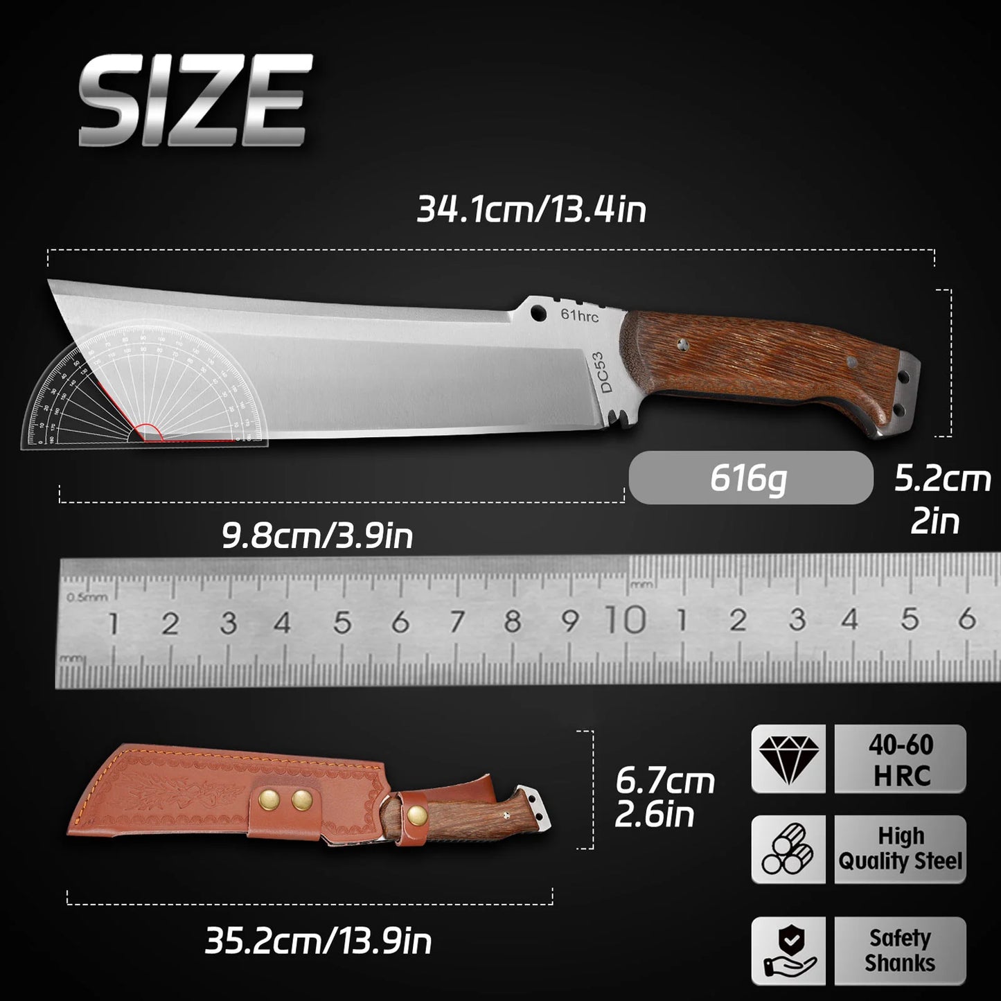 High Hardness Outdoor Cutting Knife, Military Tactical Knife, Self-Defense, Applicable to Survival Knives, Machetes