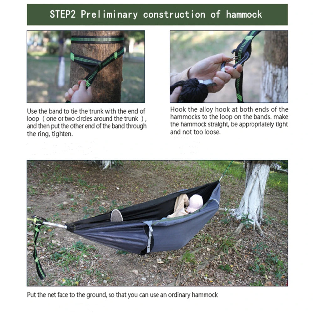 Portable Camping Mosquito Net Hammock Outdoor Garden Travel Sleeping Hanging Hammocks Swing With Waterproof Tent Awnings