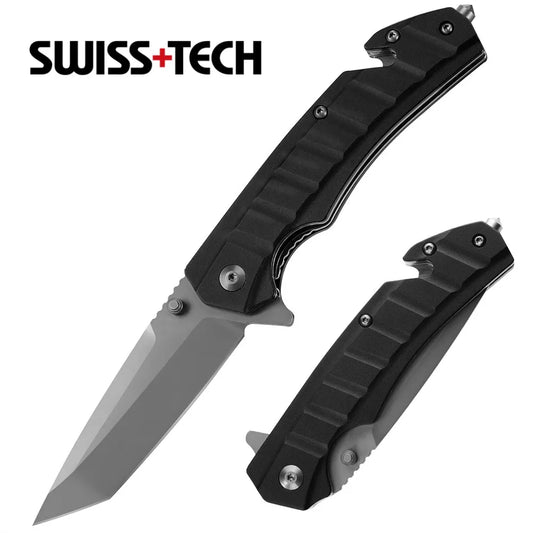 SWISS TECH Folding Pocket Knife Outdoor Survival Tactical Knife Camping Hiking Hunting Knives for Self-Defense