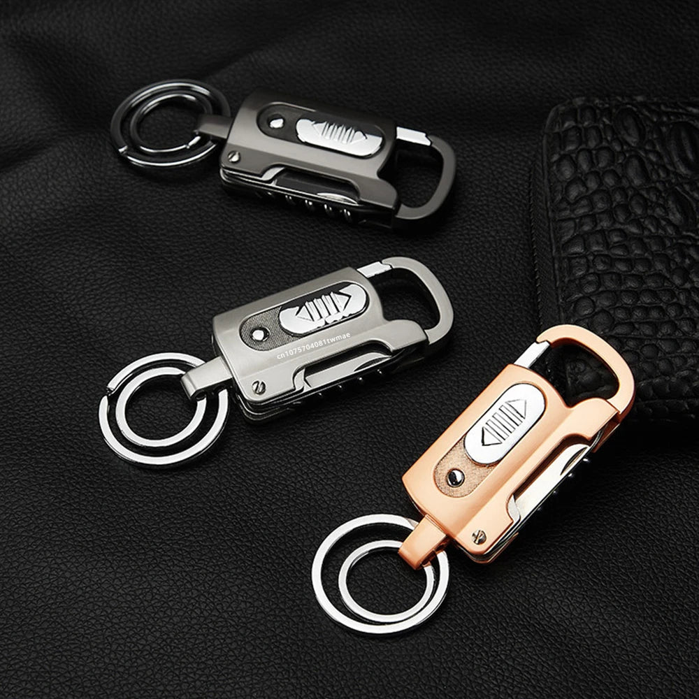 Multifunctional Electronic Lighter Keychain, Wine Opener, Knife Flashlight, Slotted Screwdriver, Metal Windproof Lighter, Gadget