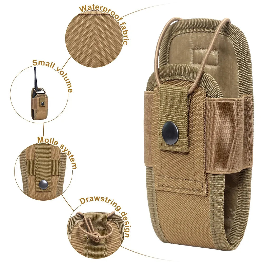 Molle Radio Walkie Talkie Pouch Waist Bag Holder Pocket Portable Interphone Holster Carry Bag for Hunting Camping