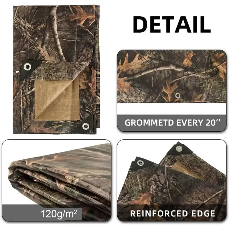 Tree Camo Lightweight Silicone Tarp Waterproof Camping Canvas Outdoor Garden Awning Fish Portable 3x3 Watertight Tarpaulin Cover