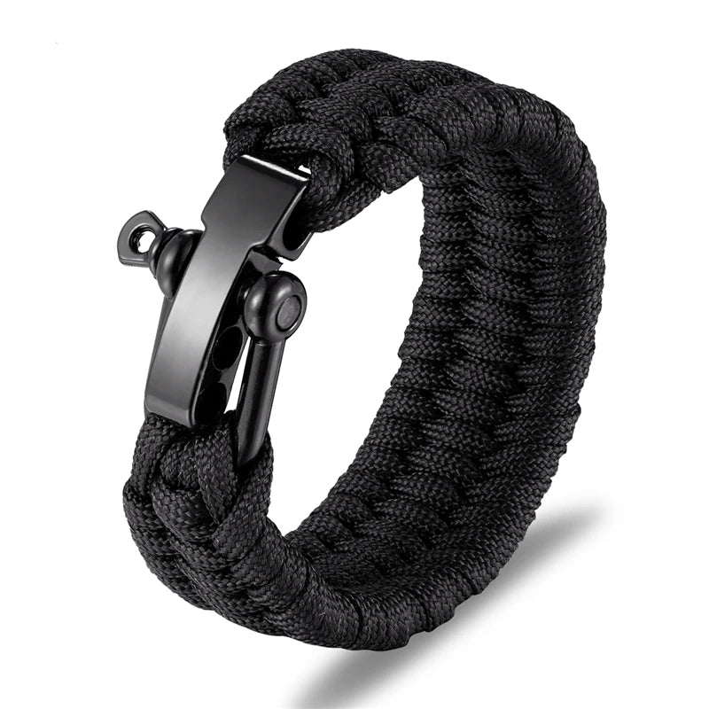 Men Women Camping Emergency Braided Adjustable Survival Bracelet Stainless Steel Buckle Paracord Outdoor Wristband Jewelry