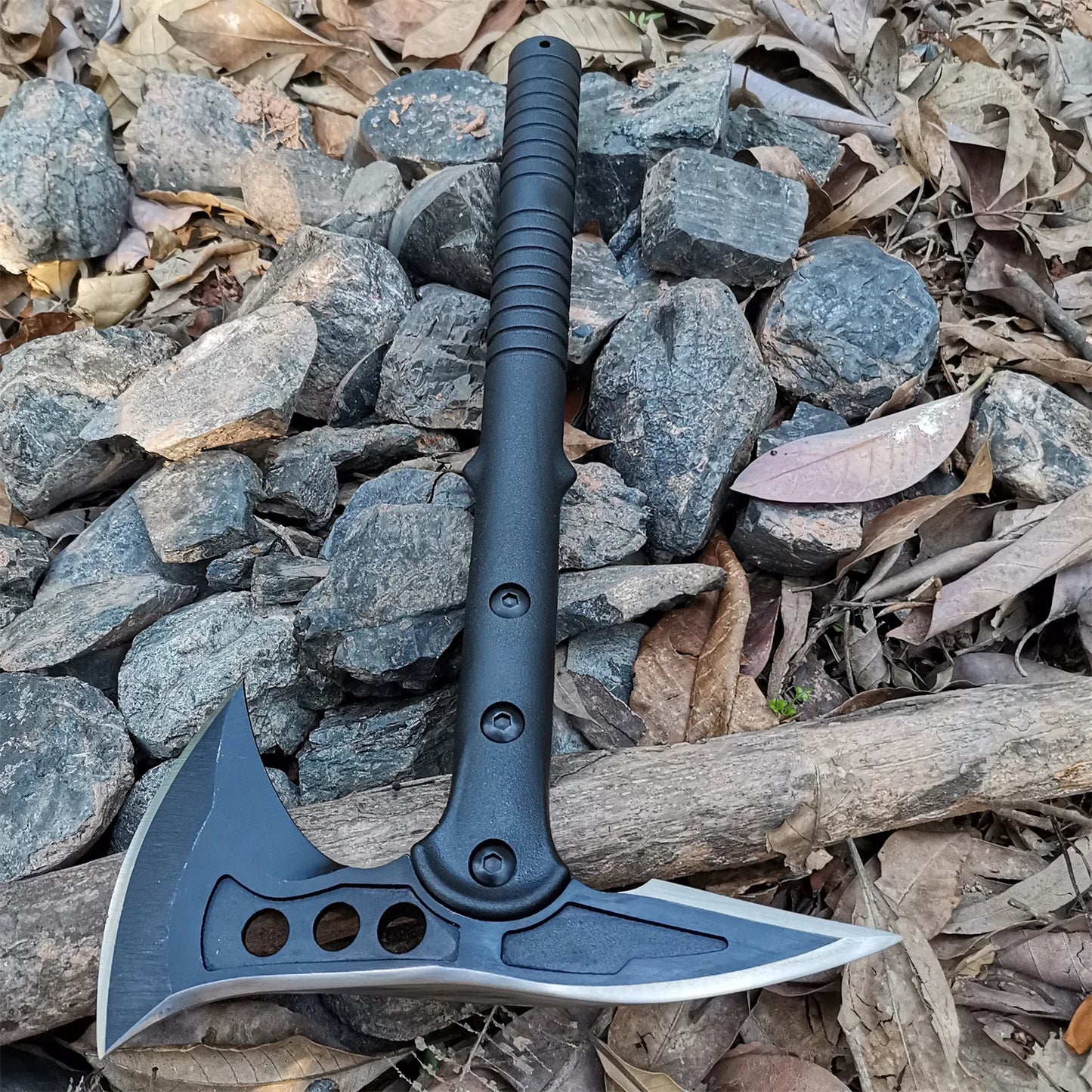 CS Tactical Axe Tomahawk, Forged Carbon Steel Heat Treated Survival Tool, Fiberglass Shock Reduction Handle with Anti-Slip Grip