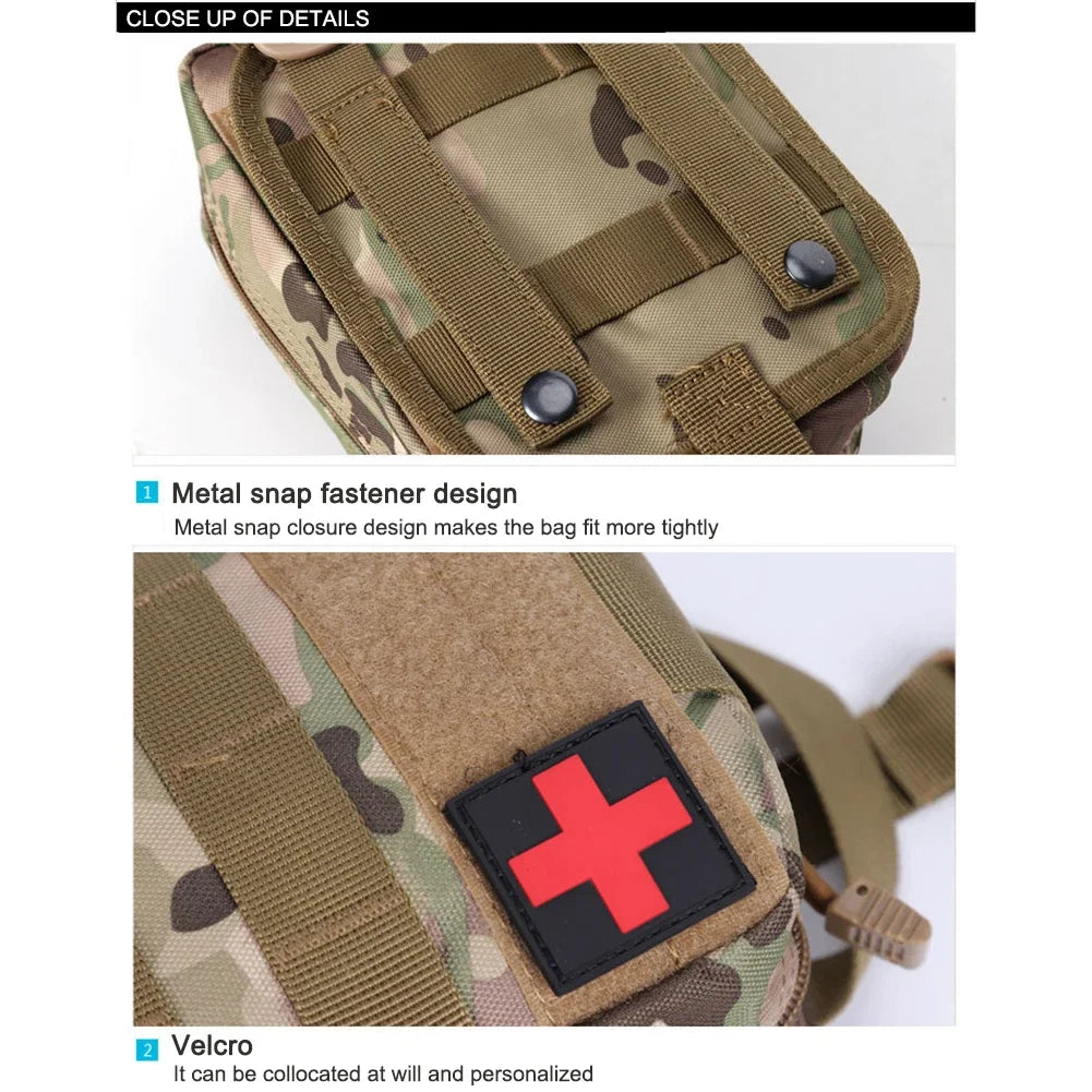 First Aid Kit Camping Tactical Medical EDC Pouch Emergency Survival Kit Outdoor Hunting Medical Bag 1000D Nylon Bag Waist Pack