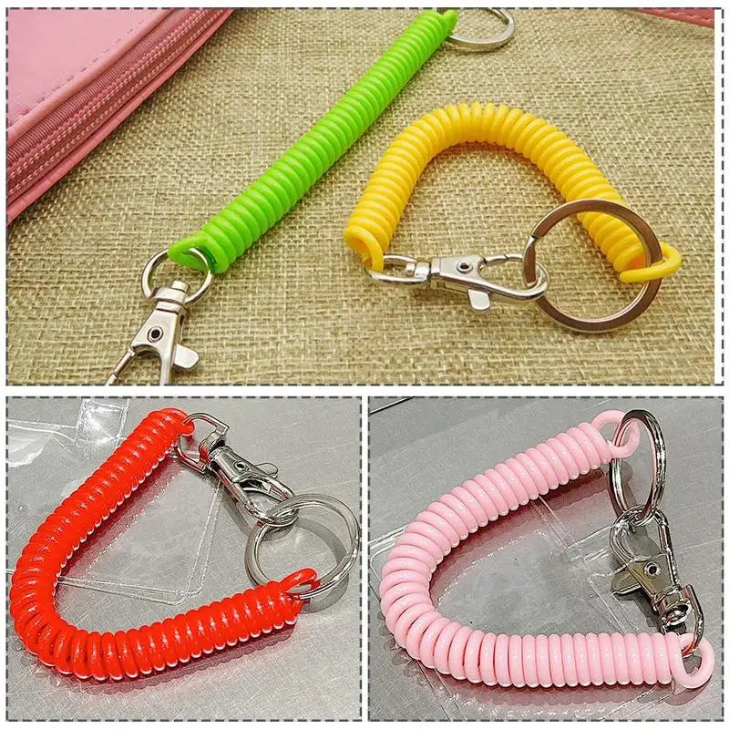 1PCS Tactical Retractable Spring Elastic Rope Security Gear Phone Tool Lanyards Keychain Anti-lost Outdoor Tool Portable Fi B8L7