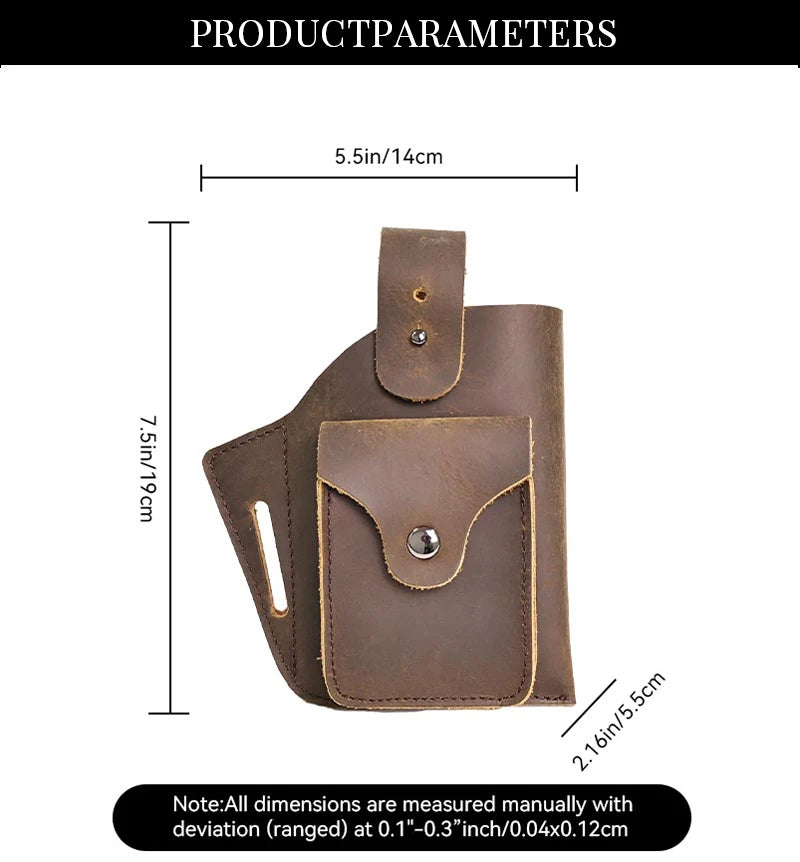 1pcTop Layer Cowhide Men's Casual Waist Bag, Daily Commuting Gift, Change Mobile Phone Bag, Multi-Functional Men's Bag