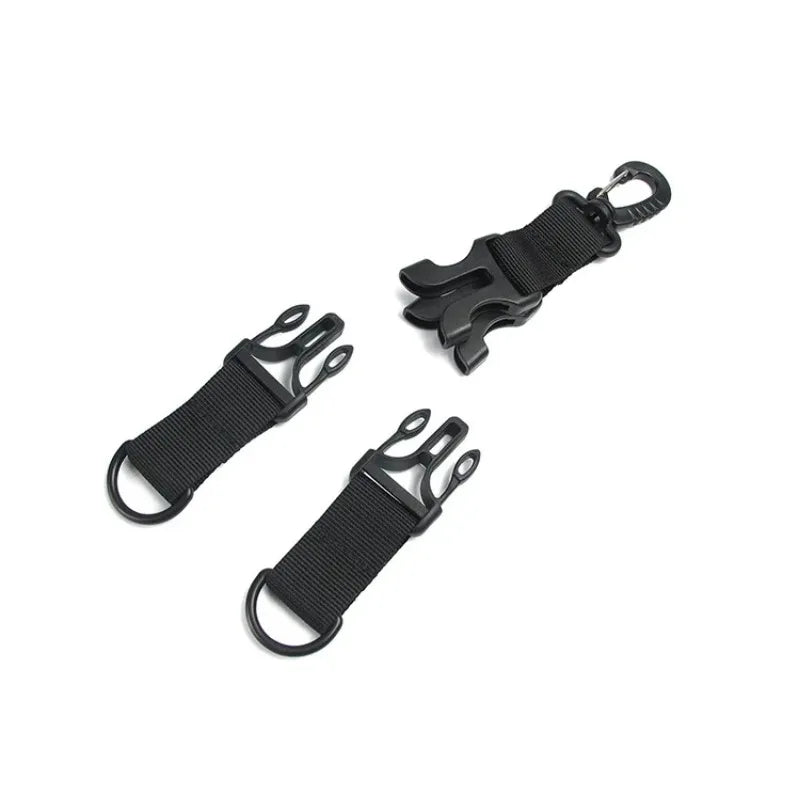 Multi functional hook and loop tactical nylon webbing backpack hook D-shaped keychain double split quick release buckle