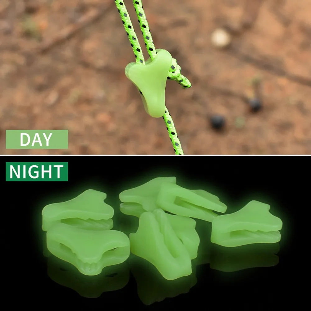 In The DARK Wind Rope Buckle Awning Tensioners Camping Tent GLOW GUYLINE RUNNERS Plastic High Quality Brand New