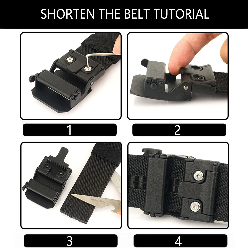 TUSHI Hard Tactical Gun Belt for Men Metal Automatic Buckle Thick Nylon Police Military Belt Casual Belt IPSC Girdle Male