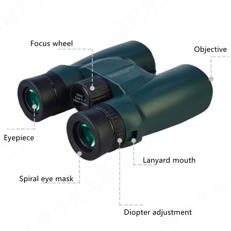 10x42 HD BAK4 Binoculars Powerful Military Nitrogen Waterproof Professional Telescope f Hunting Outdoor Bird Watching Camping