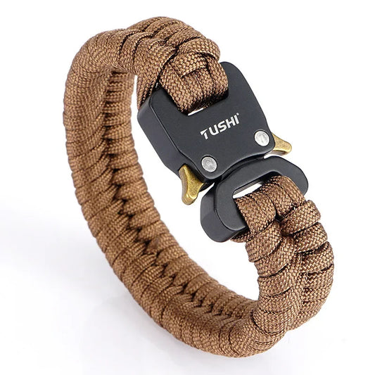 Outdoor Travel Camping Hiking 7 Core Paracord Braided Weave Plastic Buckle Paracord Survival Bracelet