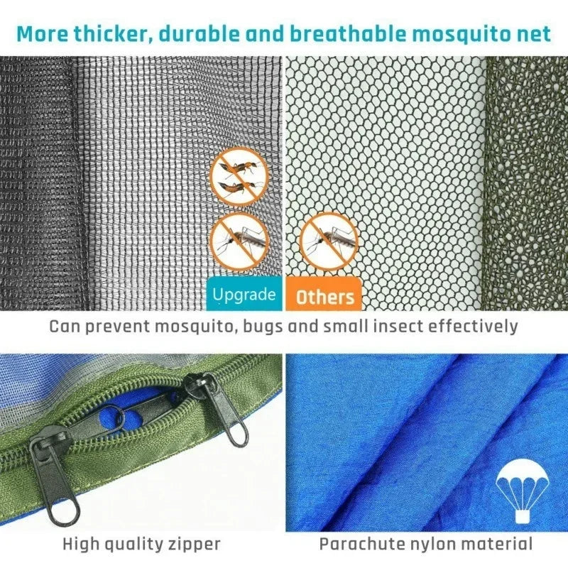 2023 Camping Hammock with Mosquito Net Pop-Up Light Portable Outdoor Parachute Hammocks Swing Sleeping Hammock Camping Stuff