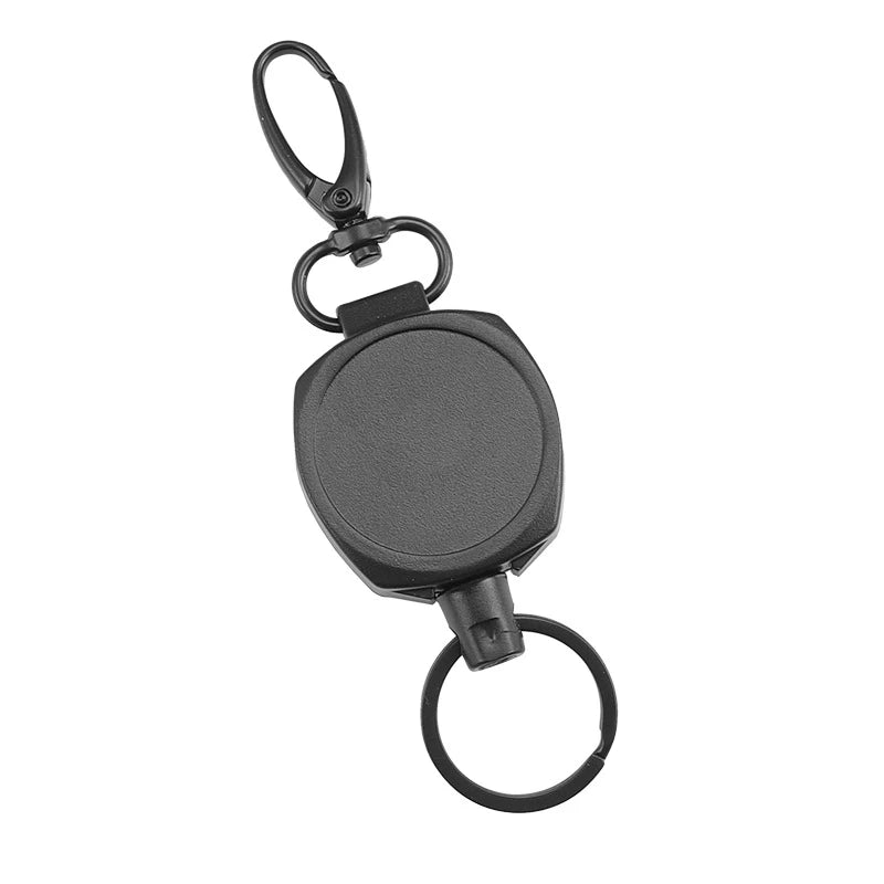 Heavy Duty Retractable Key Chains Pull Reel Carabiner Strong Steel Wire Rope Buckle Spring Key Ring Outdoor Sporty Keychain Tool