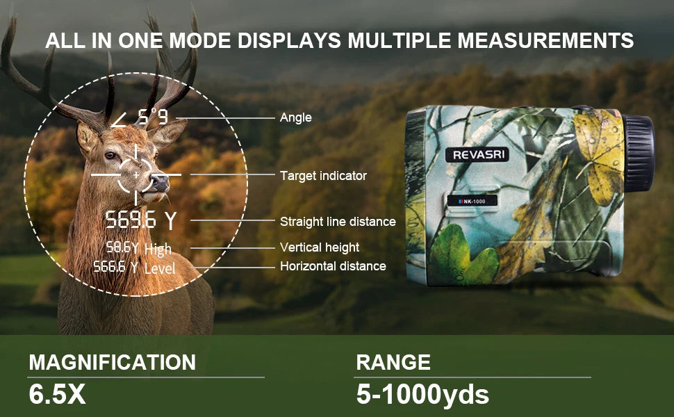 REVASRI Hunting Laser Rangefinder 1000 Yards with Rechargeable Battery Hunting Range Finder with Target Acquisition Technology E