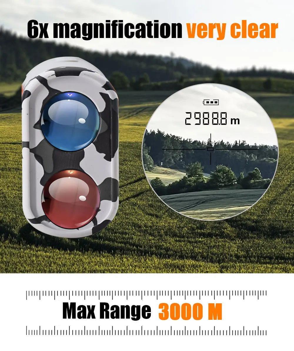 MUFASHA-High Accuracy Laser Rangefinder, Angle Measurement, Height Measurement, 6X Magnification, Li-Ion Battery, 3000m