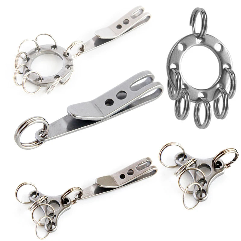 1pc EDC Bag Clip With Key Ring Carabiner Stainless Steel Outdoor Quicklink Tool Camping Climbing Keychain Money Clip EDC Tools