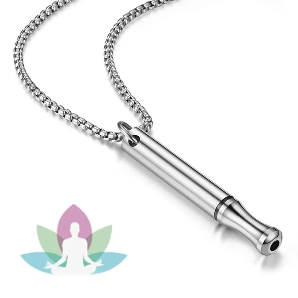 Circular Whistle Pendant - Meditation Breathing Decompression Necklace - Health and Wellness Jewelry for Women and Men