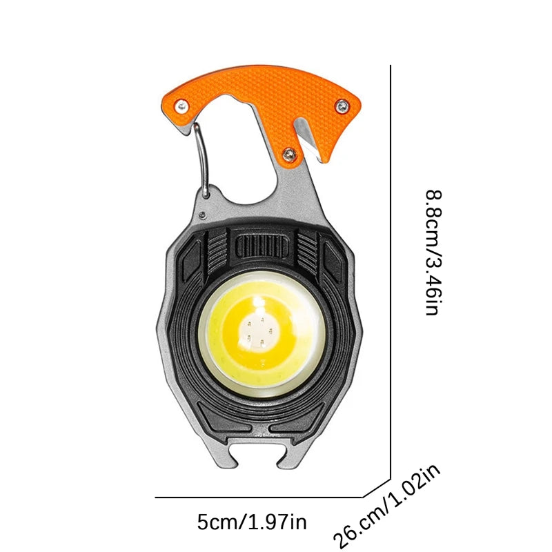 COB Work Lights Multifunction Rechargeable Flashlight with Cigarette Lighter Screwdriver LED Keychain Lamp for Outdoor Camping