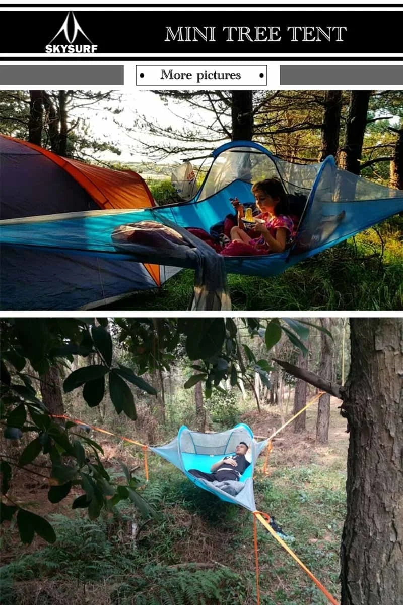 Single Person Hiking Traveling Tree Tent Outdoor Camping Tree Hammock Bed Ultralight Multi-functional Three Trees Hanging Bed