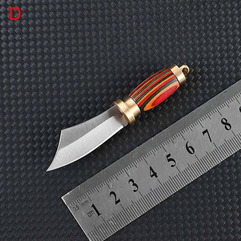 Portable Pocket Mini Stainless Steel Knife With Leather Cover Camping Keychain Package Opener Outdoor Hiking Survival Tools