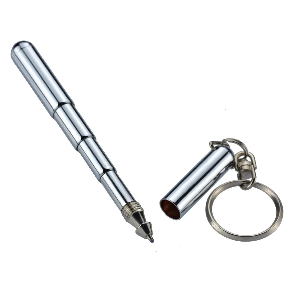 Portable Mini Key Ring Stainless Steel Telescopic Pen Telescoping Ballpoint Pens Keychain Tool Outdoor Sports Camping Supplies