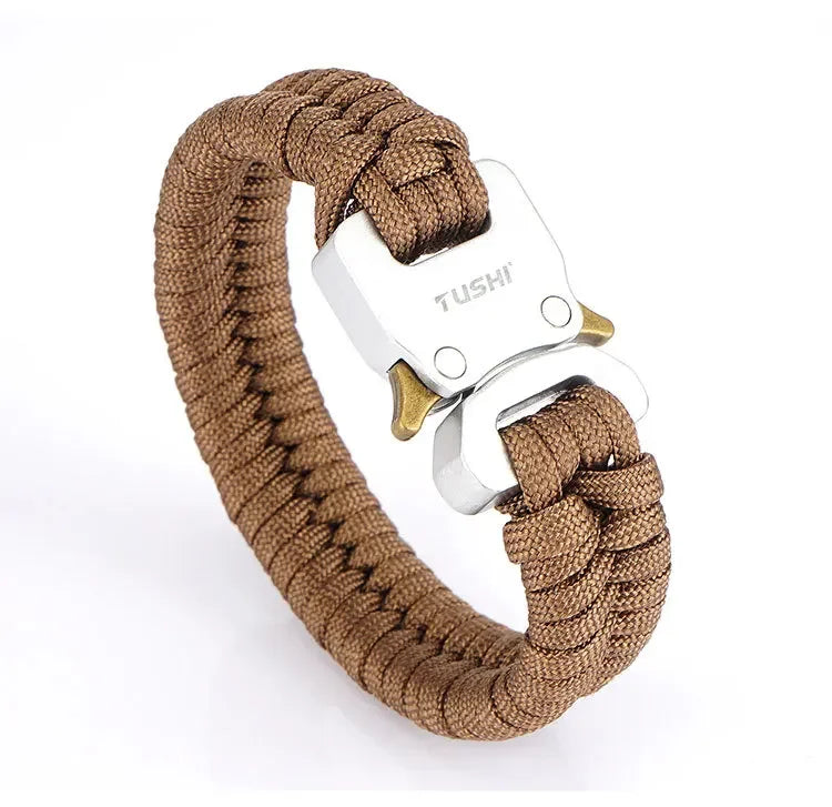 Outdoor Travel Camping Hiking 7 Core Paracord Braided Weave Plastic Buckle Paracord Survival Bracelet