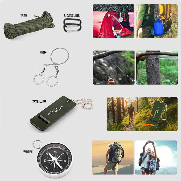 kit de supervivencia survival gear equipo para exteriores bolsa de Trauma para acampar aventuras de caza camping