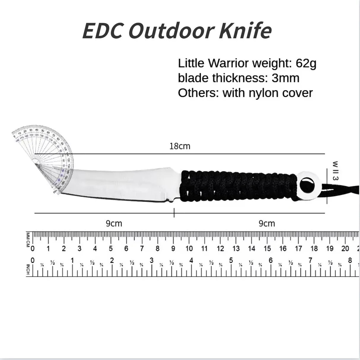 Portable small straight knife, outdoor camping self-defense knife, high hardness diving leg warmer with protective cover