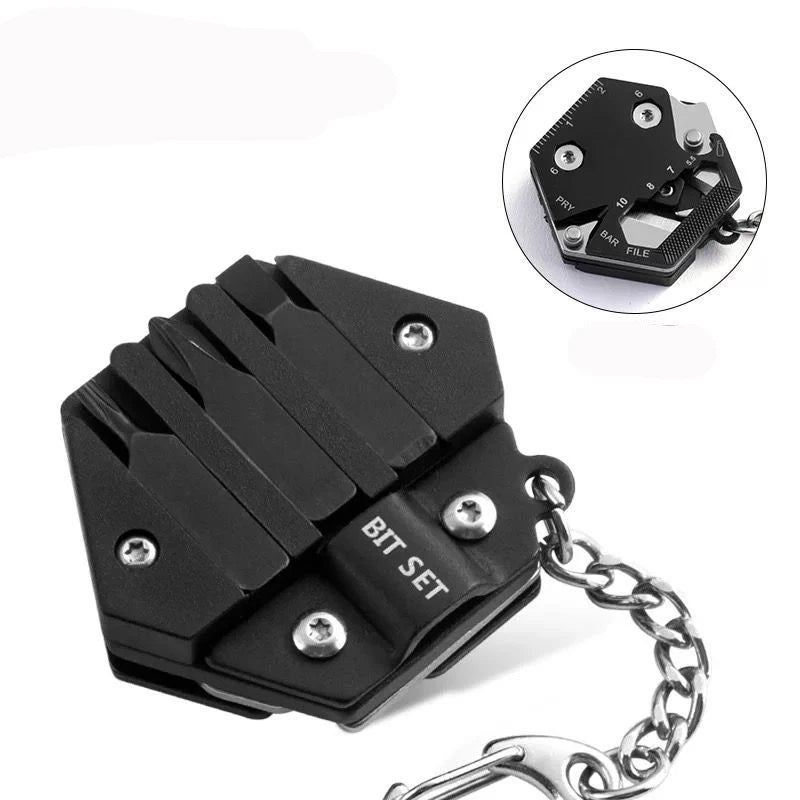 Keychain Screwdriver Multifunctional Hexagon Coin Outdoor EDC Survival Gear Tactical Tool Hexagon Folding Coin Knife Pocket Fold