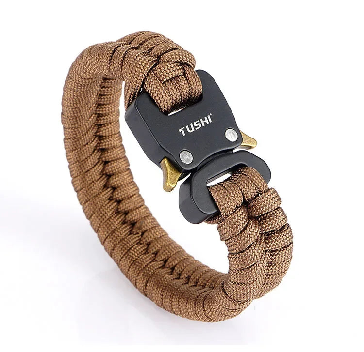 Outdoor Travel Camping Hiking 7 Core Paracord Braided Weave Plastic Buckle Paracord Survival Bracelet