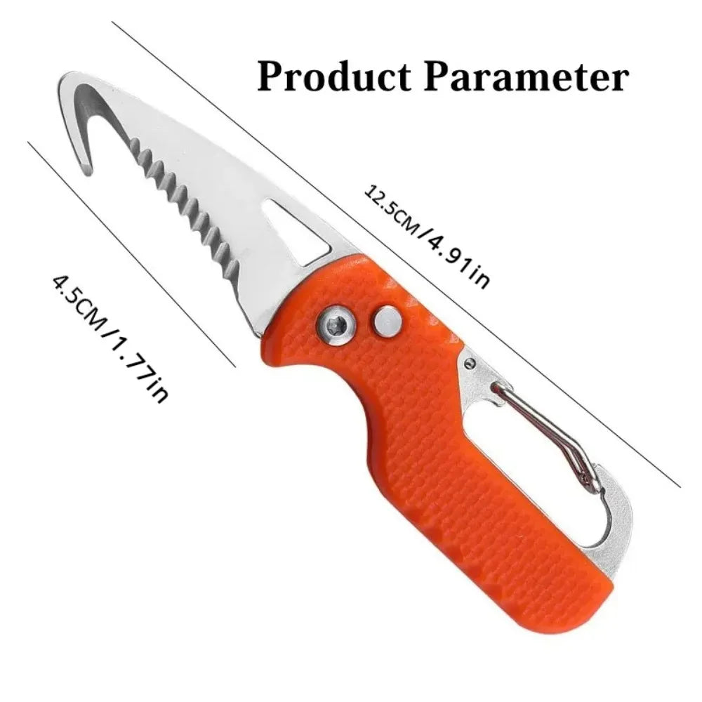 Portable Folding Knife Express Package Knife Gift Keychain Serrated Hook Knife Outdoor Camping Carry-on Survival Tool Box Opener