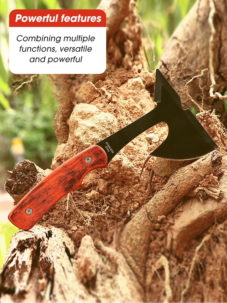 Multifunctional Axe Hatchet Wooden Handle Chopping Axe Cut Firewood Hand Axe Outdoor Camping Survival Multitool